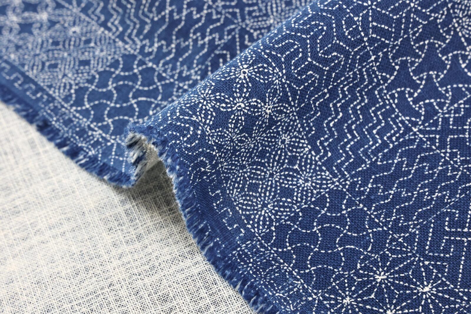 Japanese fabric Sashiko patterns blue background