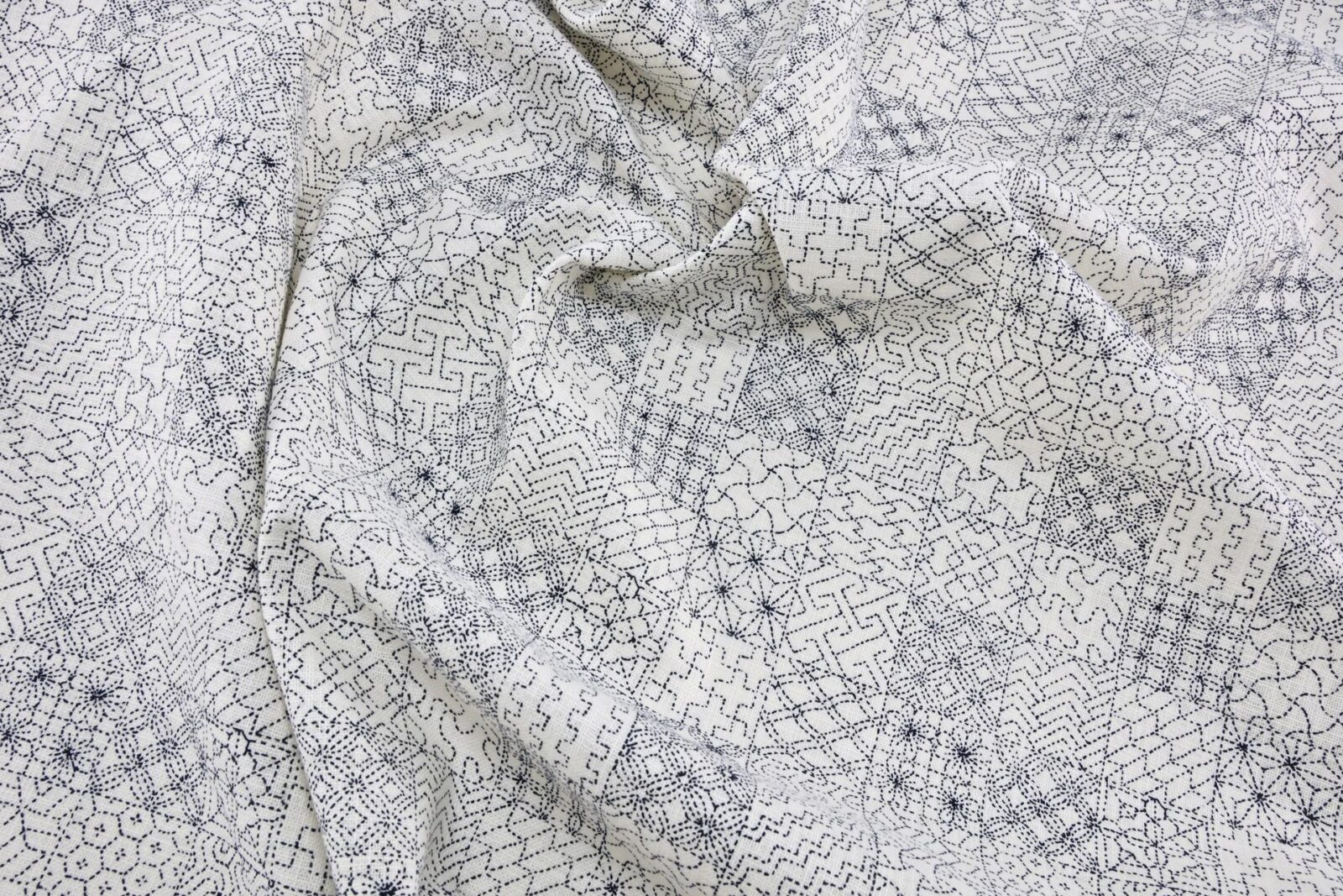 Japanese fabric Sashiko patterns white background