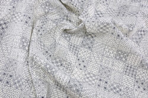 Japanese fabric Sashiko patterns white background