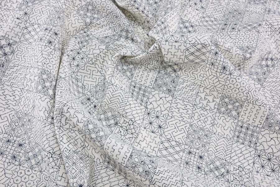 Japanese fabric Sashiko patterns white background