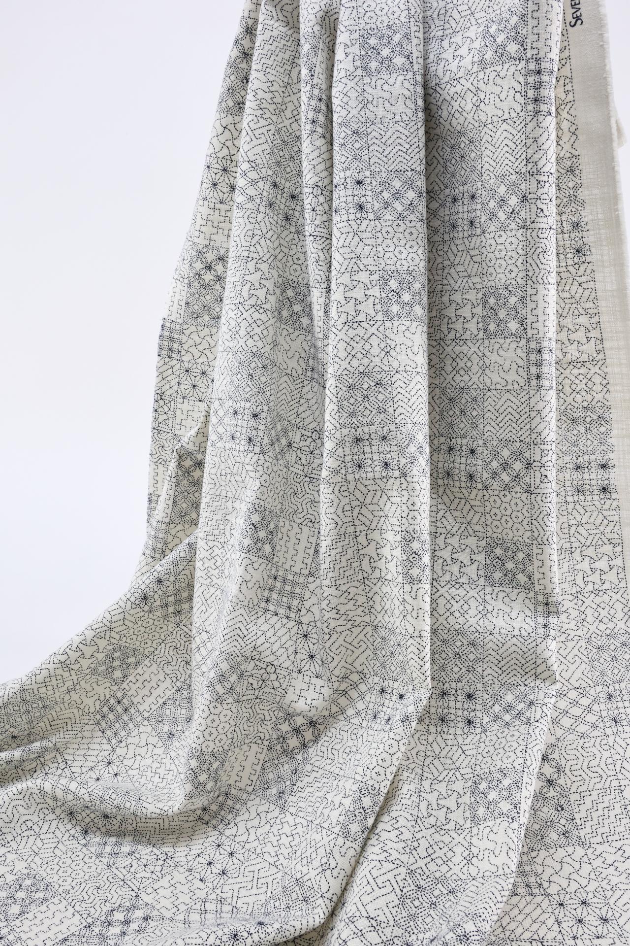 Japanese fabric Sashiko patterns white background