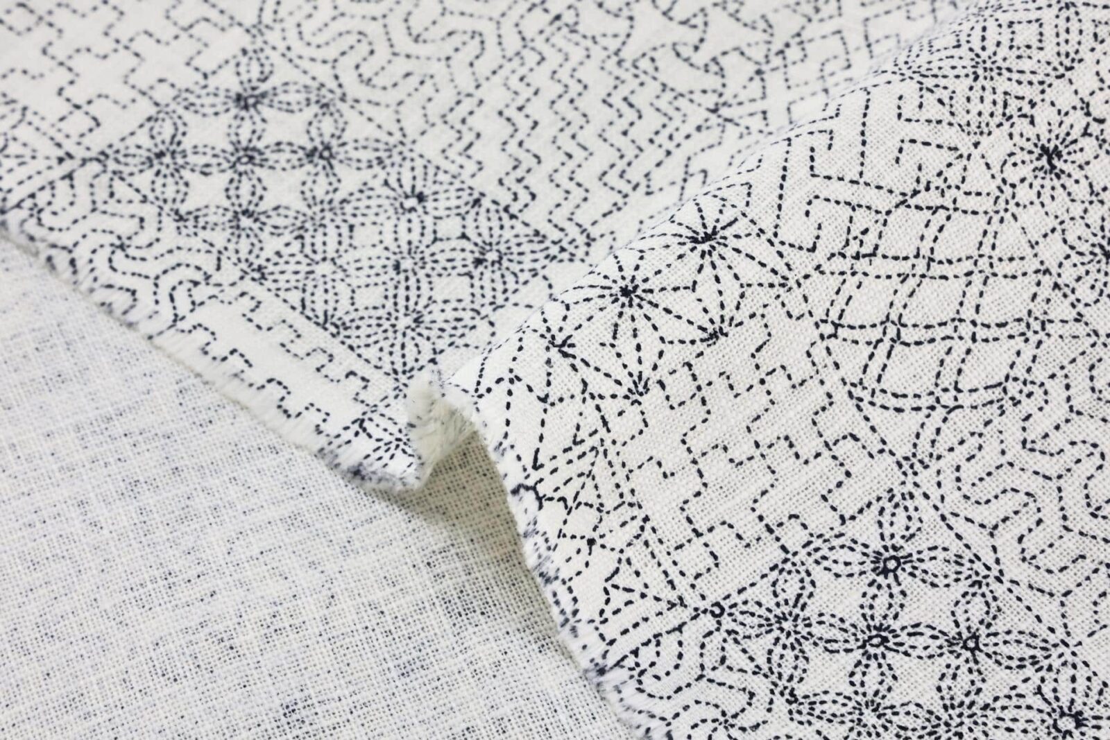 Japanese fabric Sashiko patterns white background