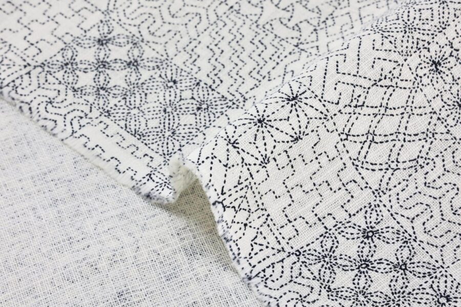 Japanese fabric Sashiko patterns white background