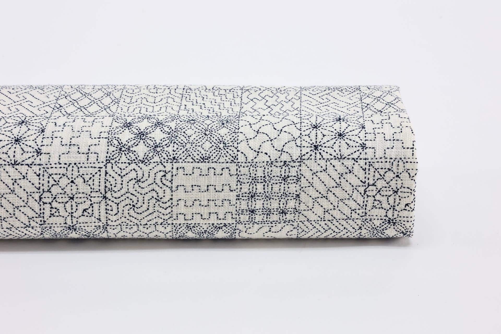 Japanese fabric Sashiko patterns white background