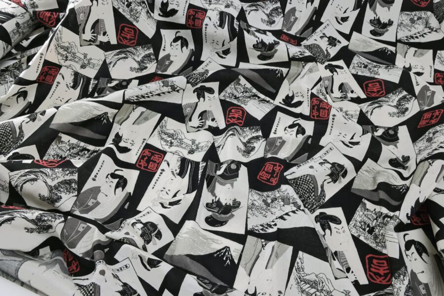 Japanese fabric – Kabuki portraits black background