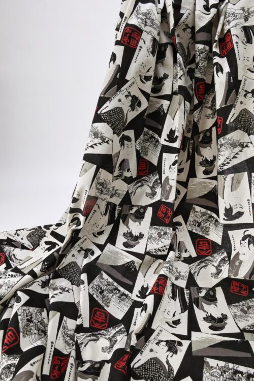 Japanese fabric – Kabuki portraits black background