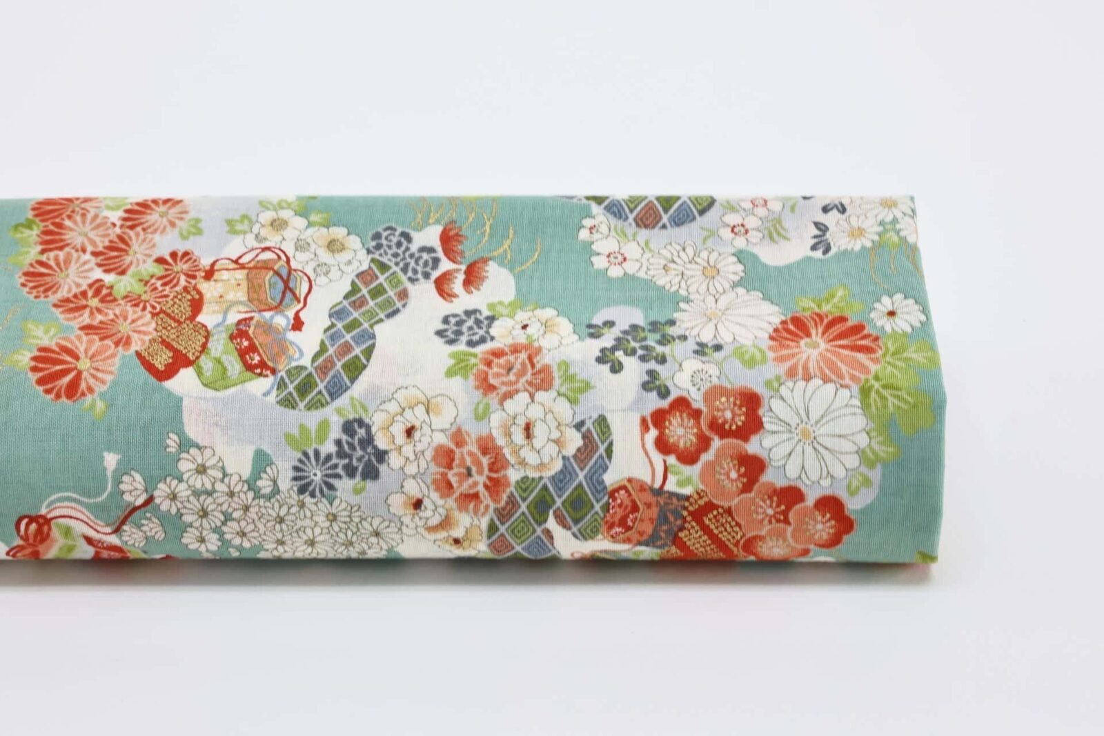Japanese lightweight fabric Kaike with floral blue background
