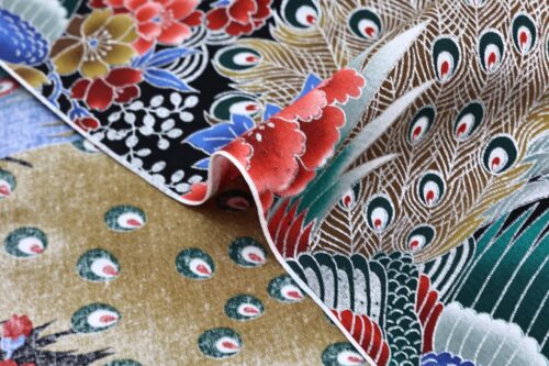 Japanese silver Peacock fabric