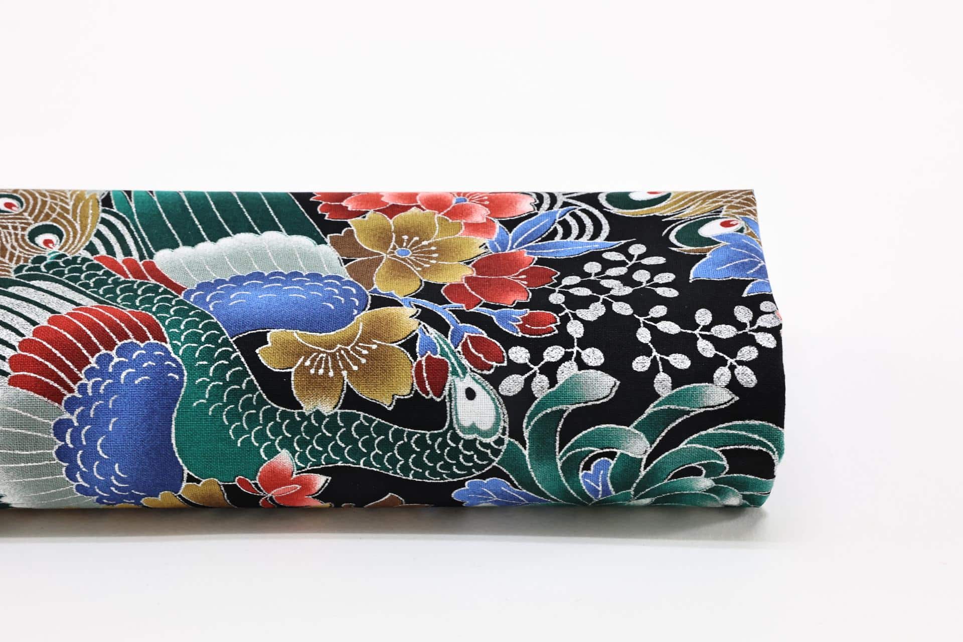 Japanese silver Peacock fabric