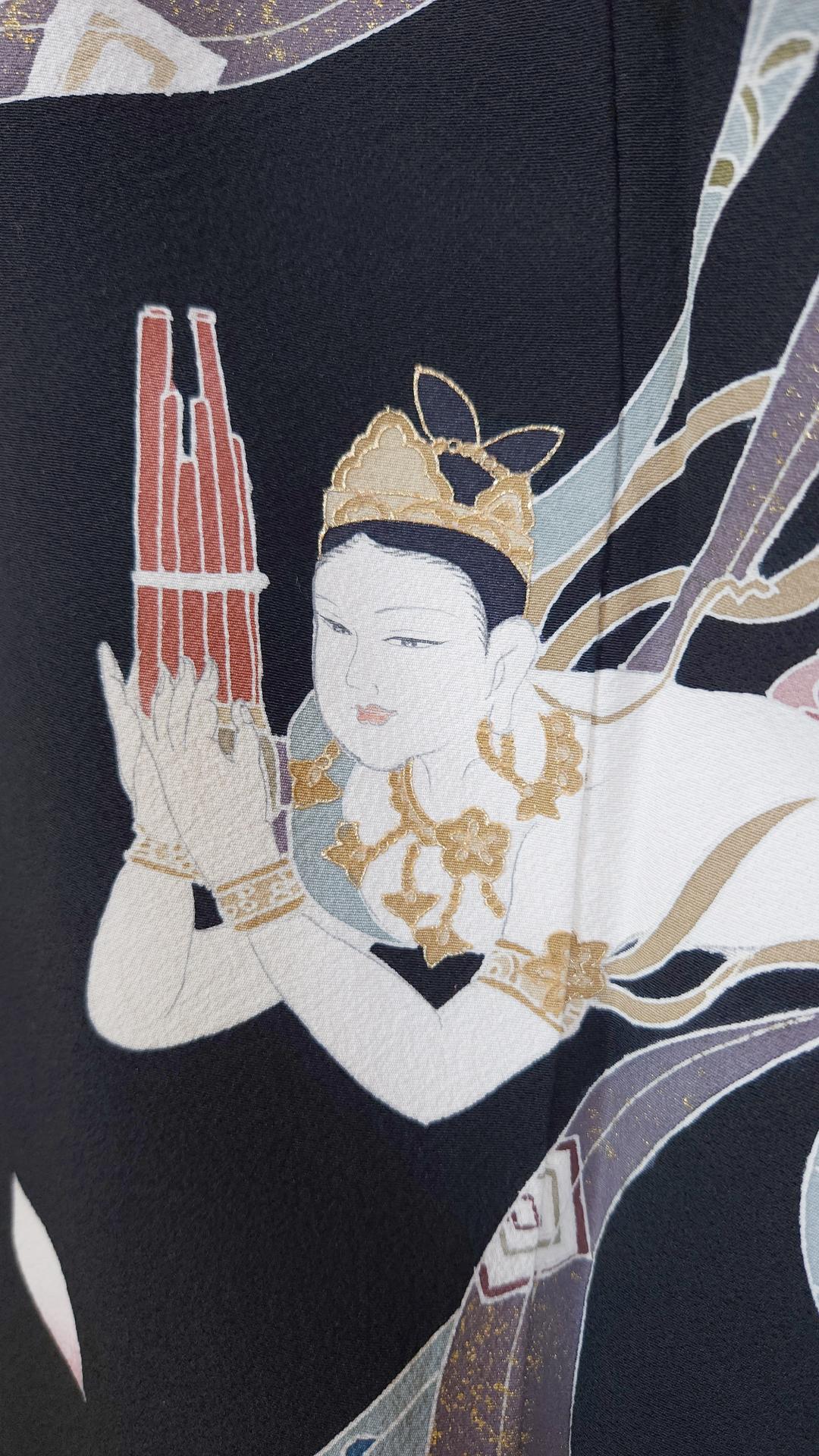Kuro Tomesode with Tennyo Yuzen motif