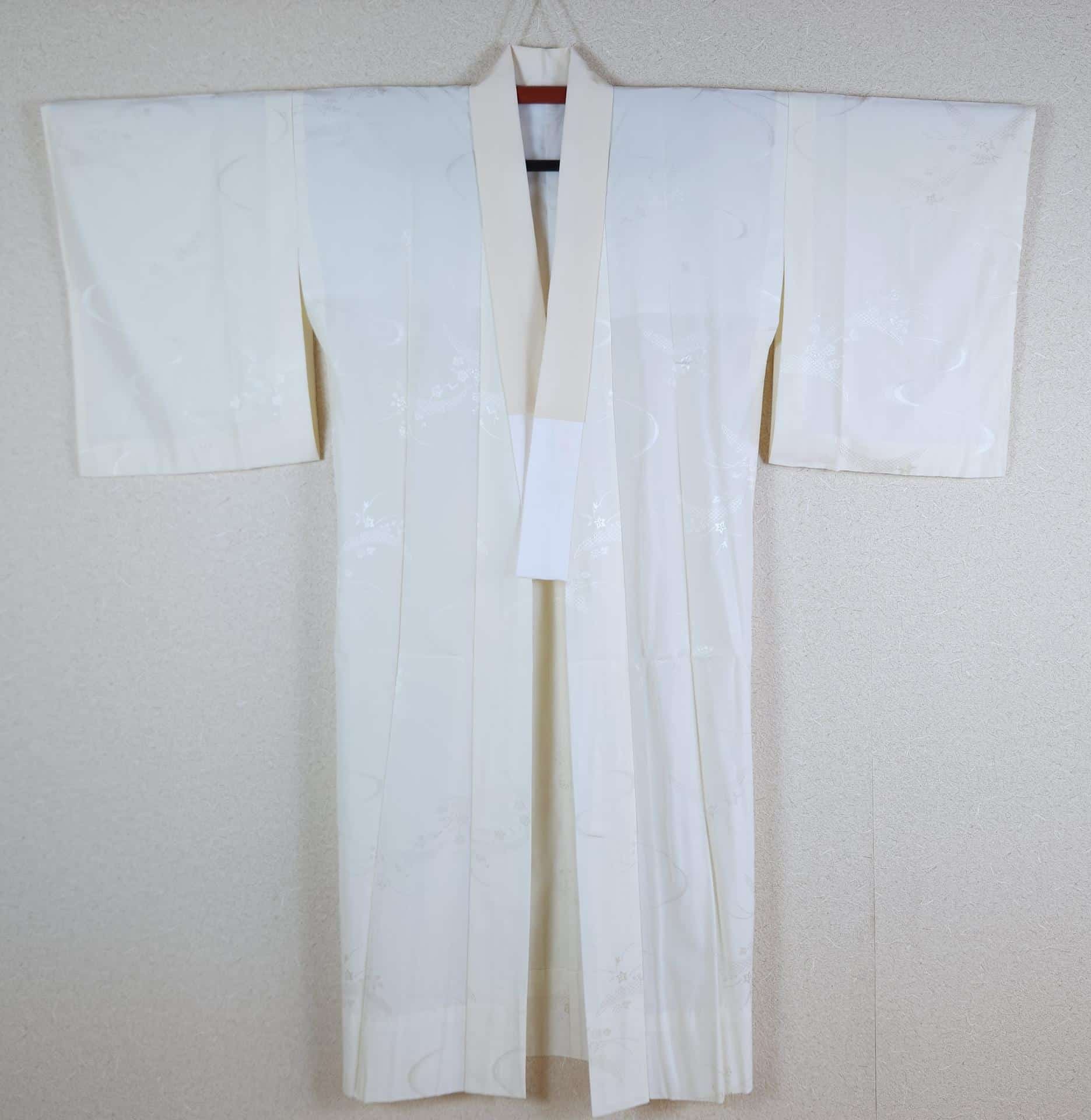 Off-white Nagajuban with Momiji and Ume motifs