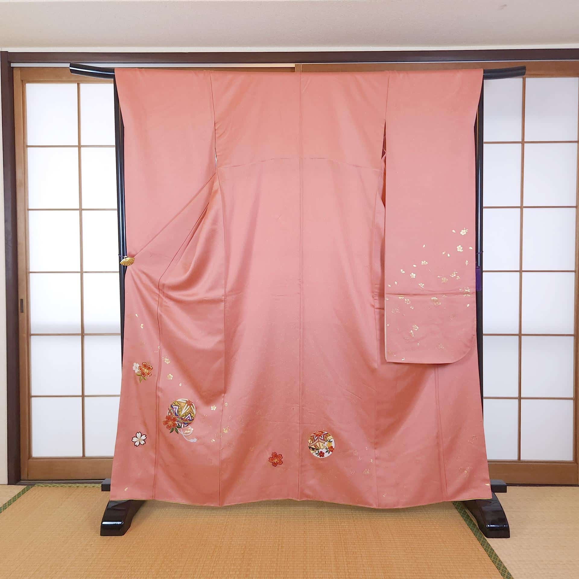 Pink Furisode with Sakura and Temari embroidery