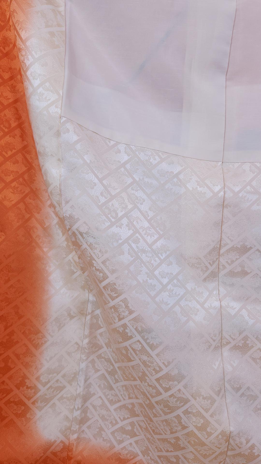 Vibrant orange Furisode with golden chrysanthemums