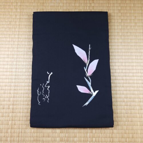 black nagoya obi with elegant buds
