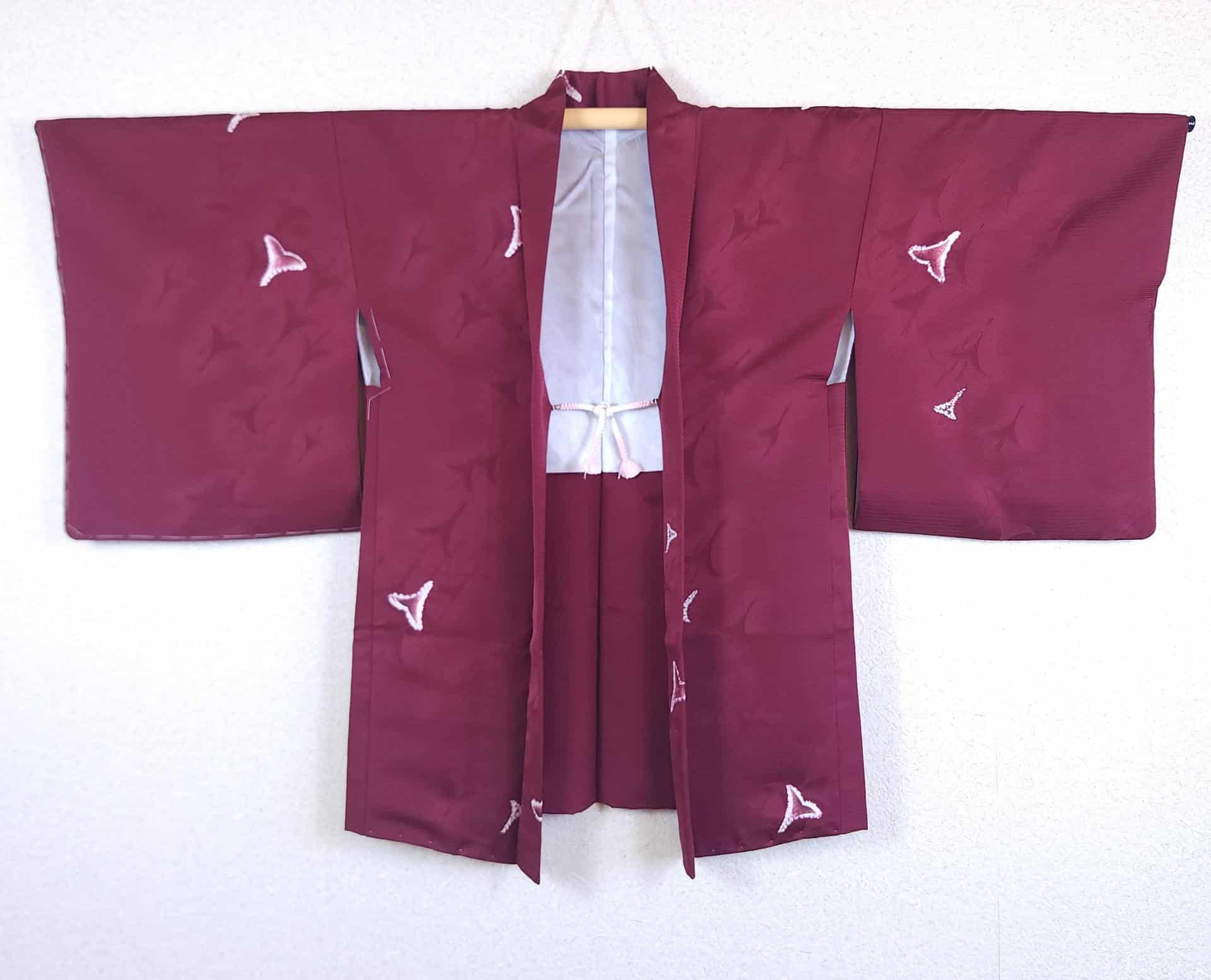 Bordeaux Haori with Shibori flowers