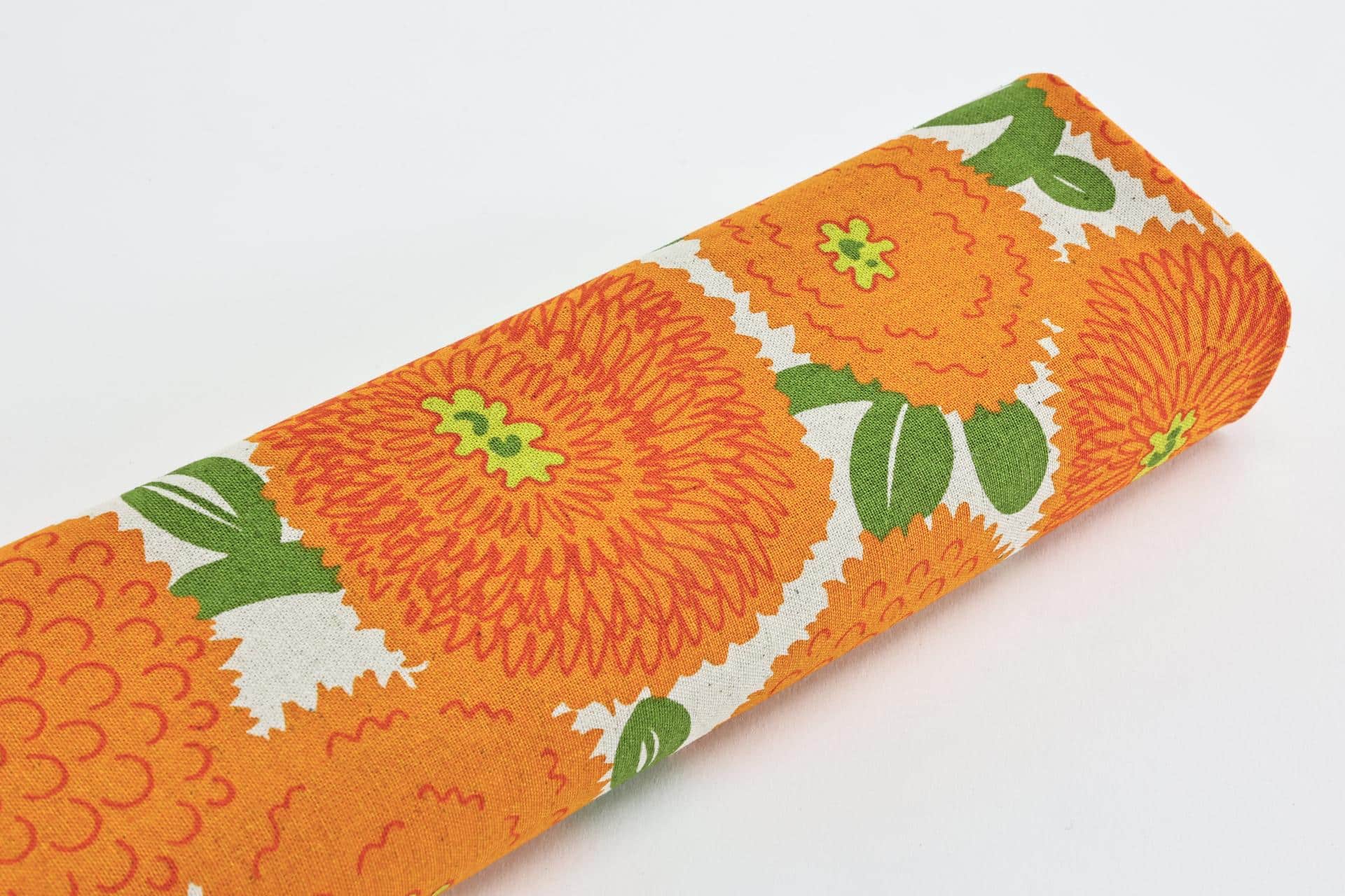 Japanese canvas fabric round flowers in orange