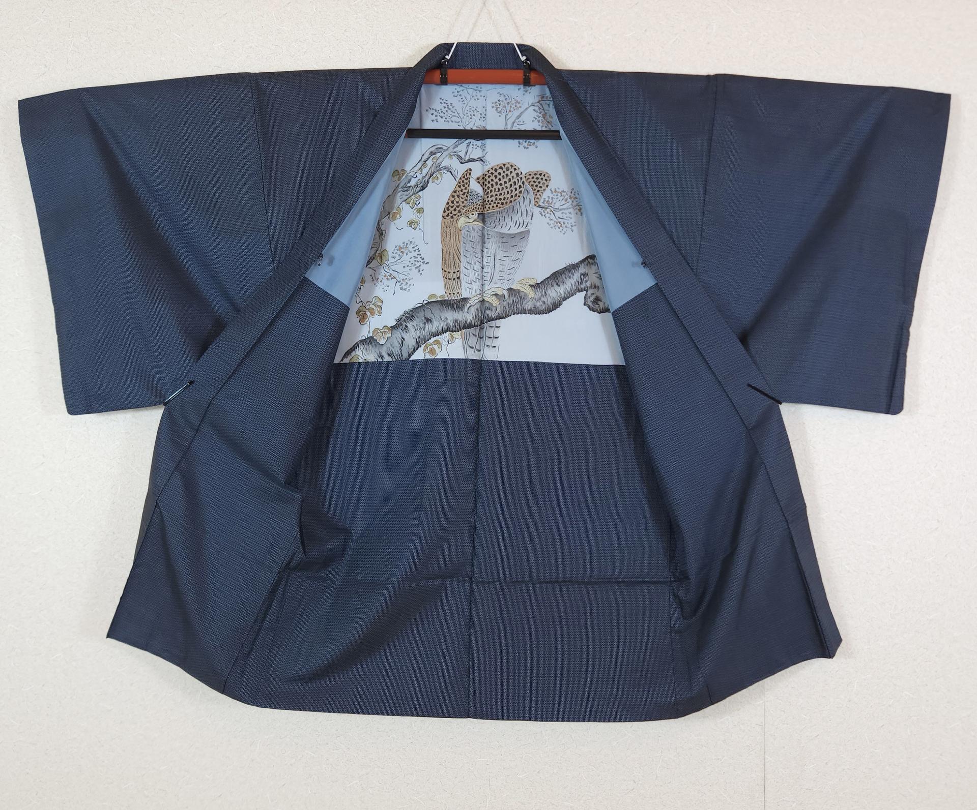 Haori homme bleu doublure aigle