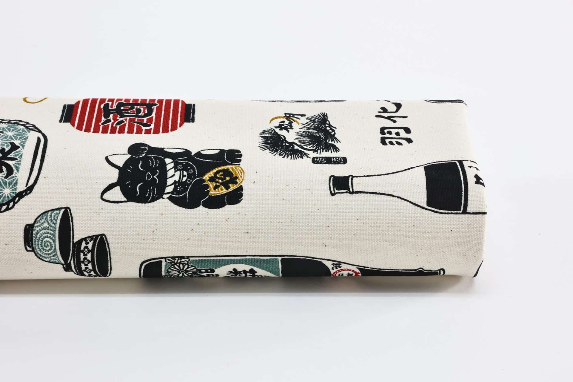 Japanese canvas fabric sake theme white background