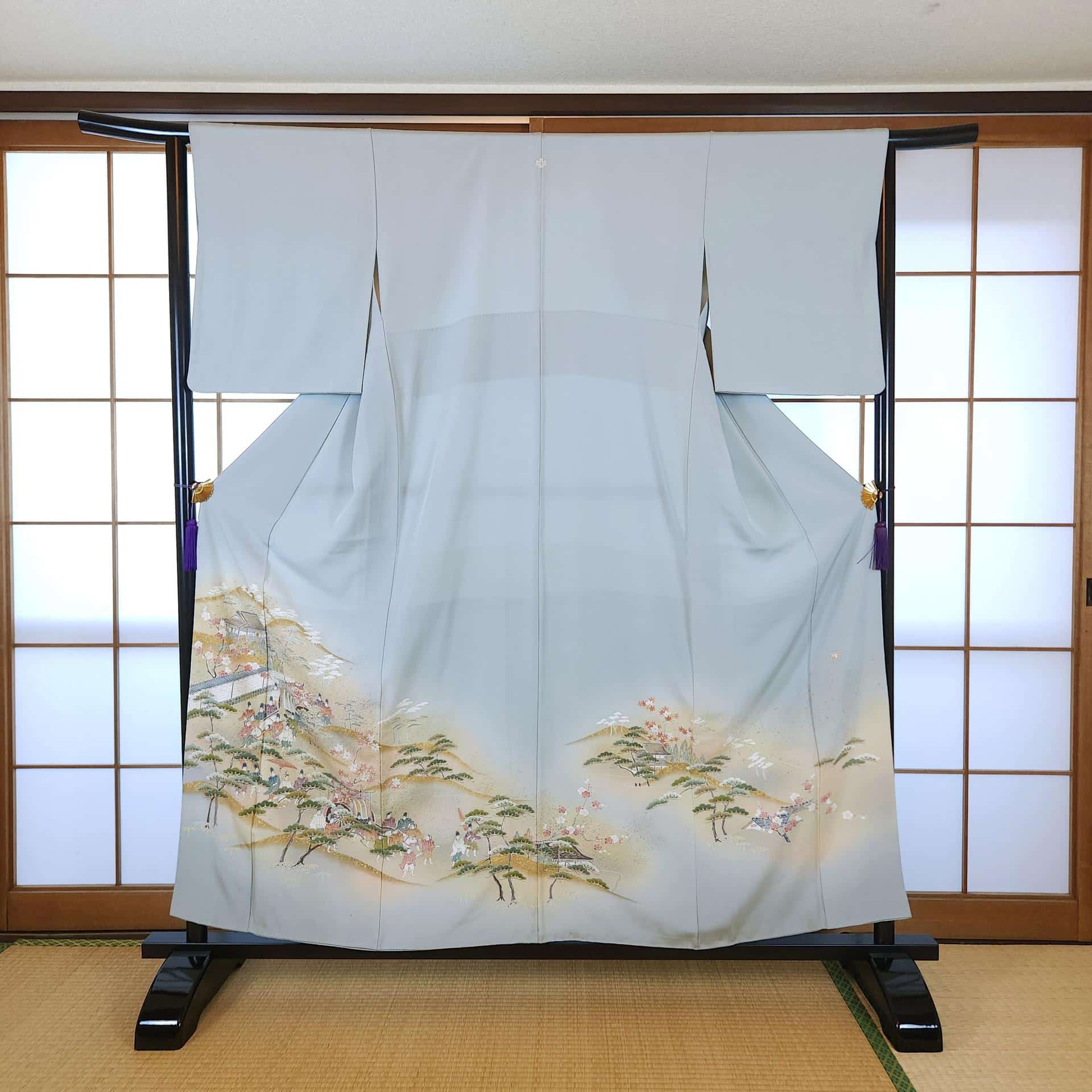 Mint Iro Tomesode Kimono with ceremonial scene