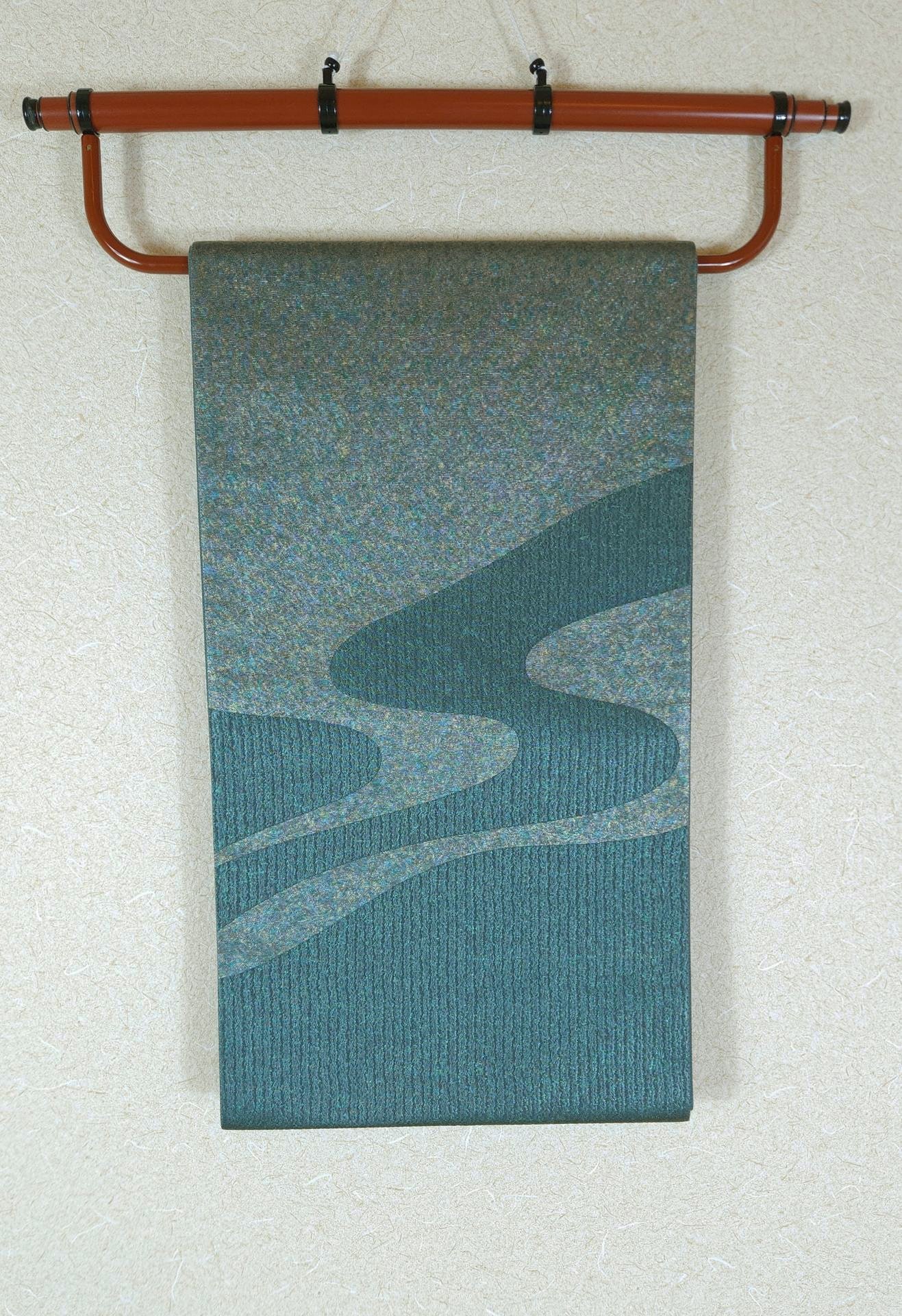 Duck blue Fukuro Obi with pearlescent sheen