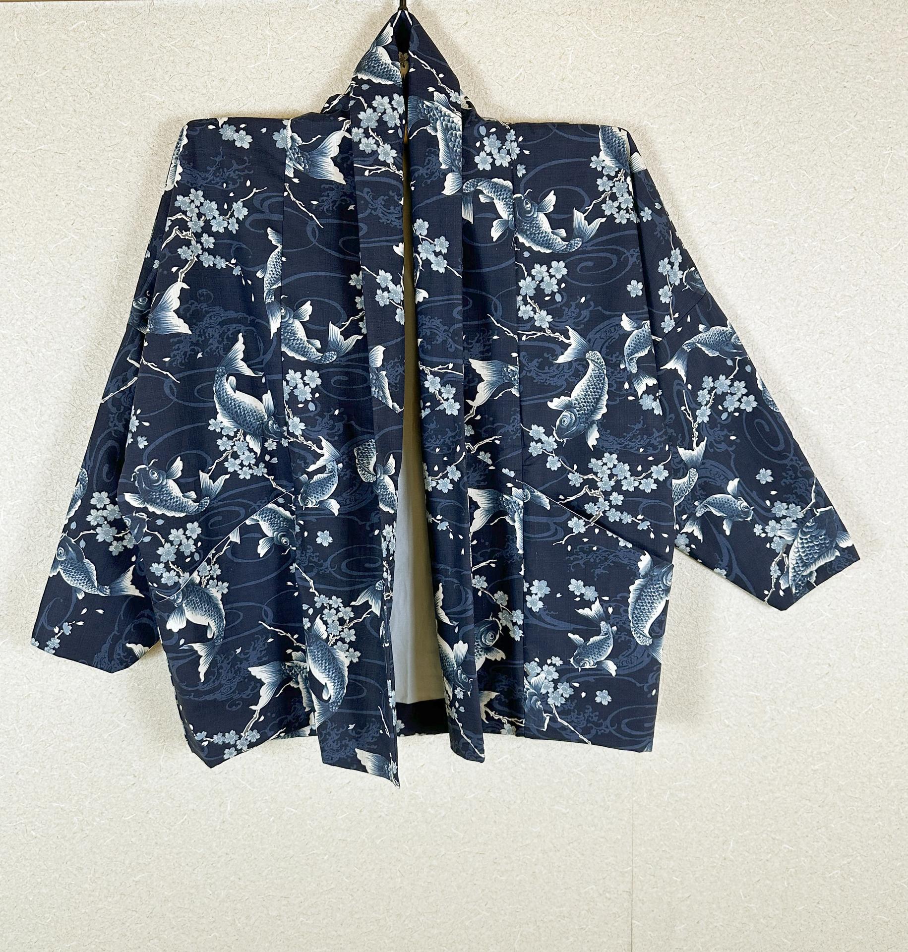 Handmade Japanese style jacket Carps - Unisexe Size M