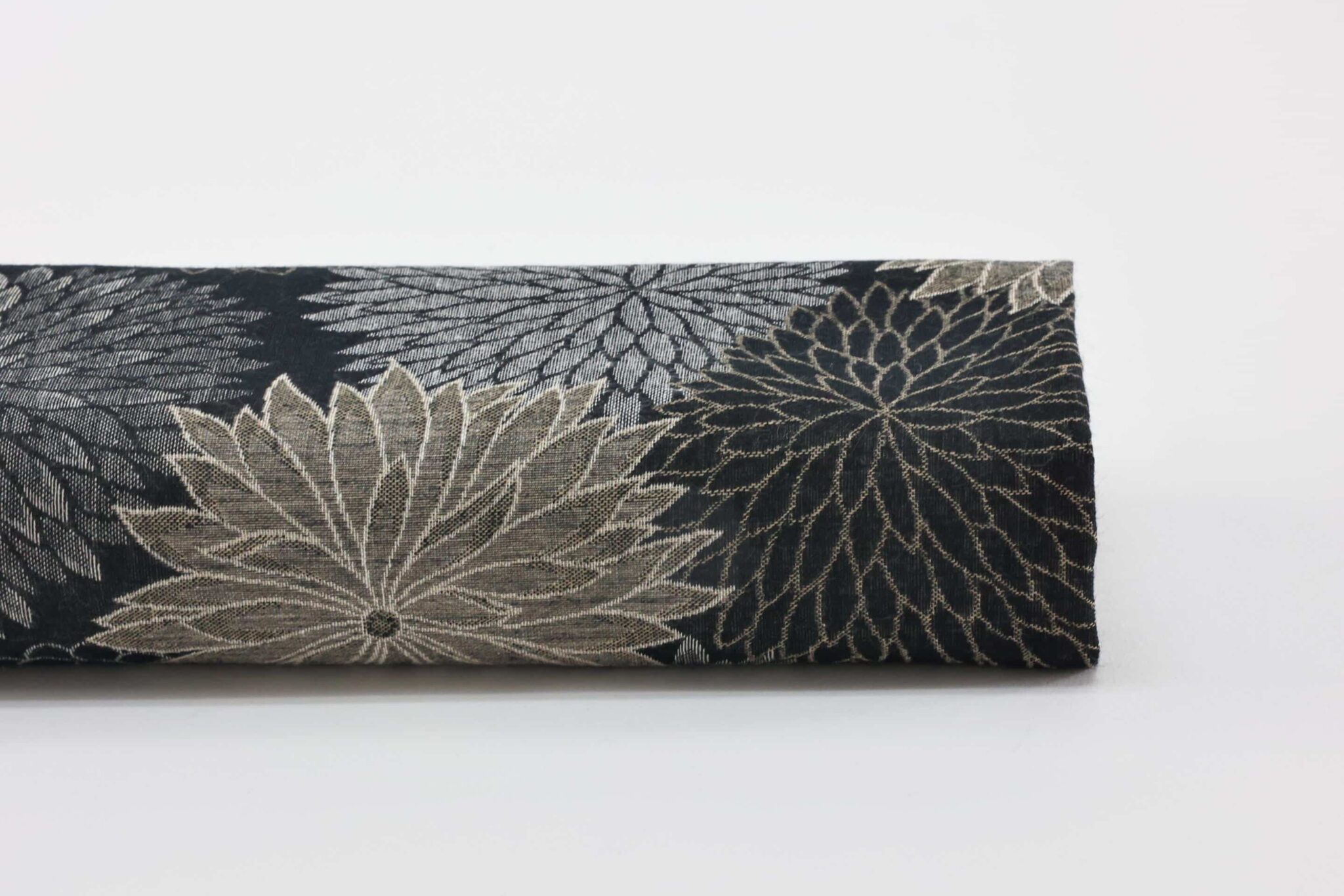 Japanese jacquard double gauze Kiku black background