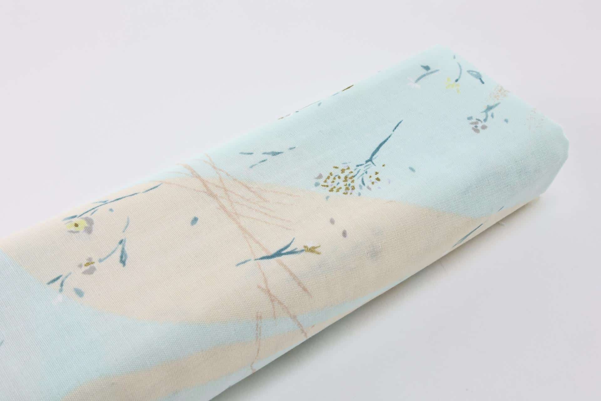 Tissu Nani IRO double gaze bio Sanga bleu crème