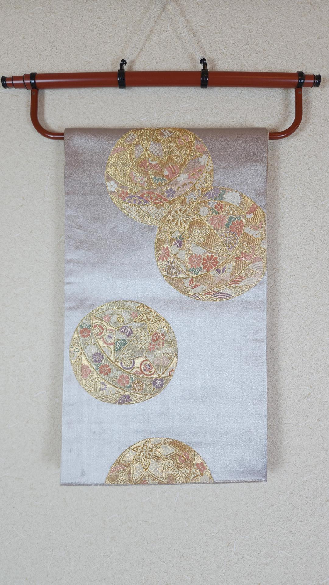 Silver and Gold Temari Fukuro Obi