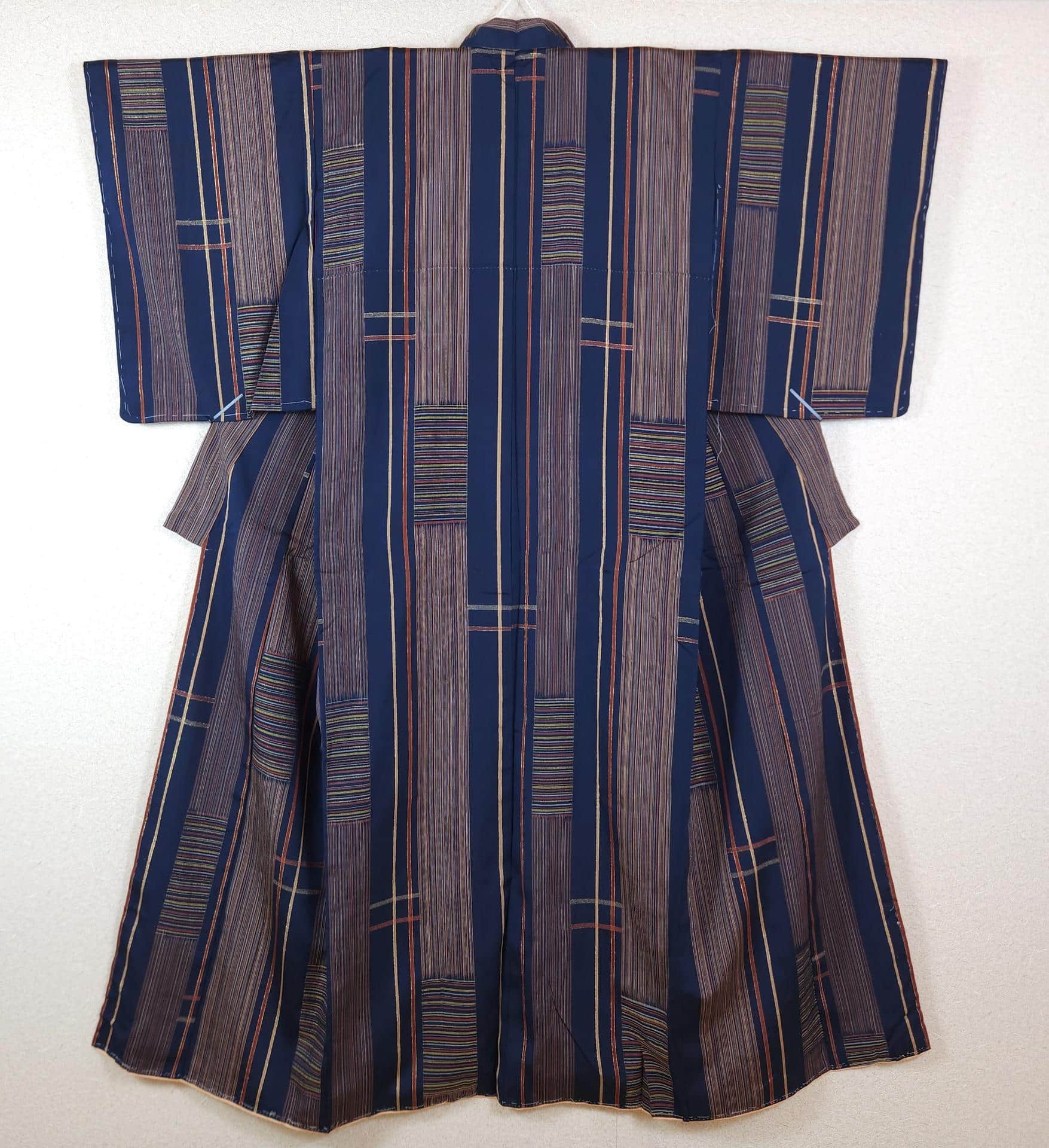 Antique Komon Kimono with golden stripes