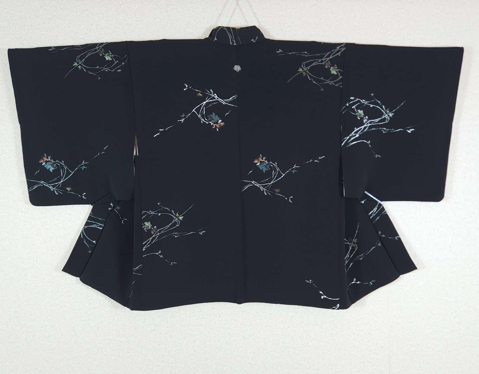 Black Jacquard Haori with flowering branches
