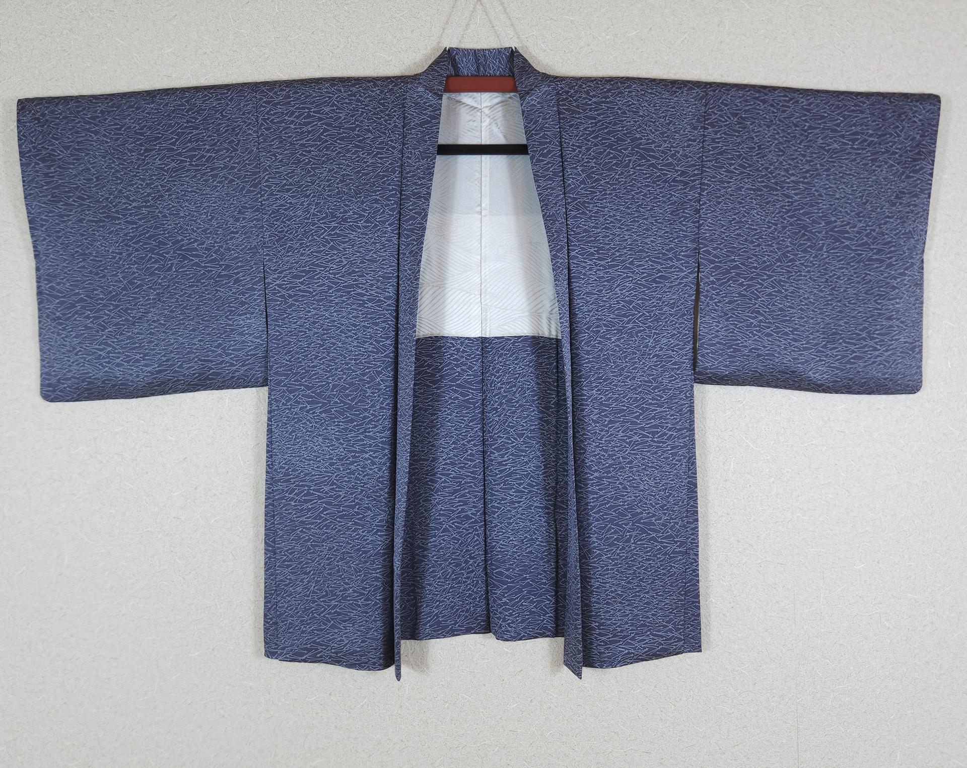 Blue-gray Haori with Japanese pine motif