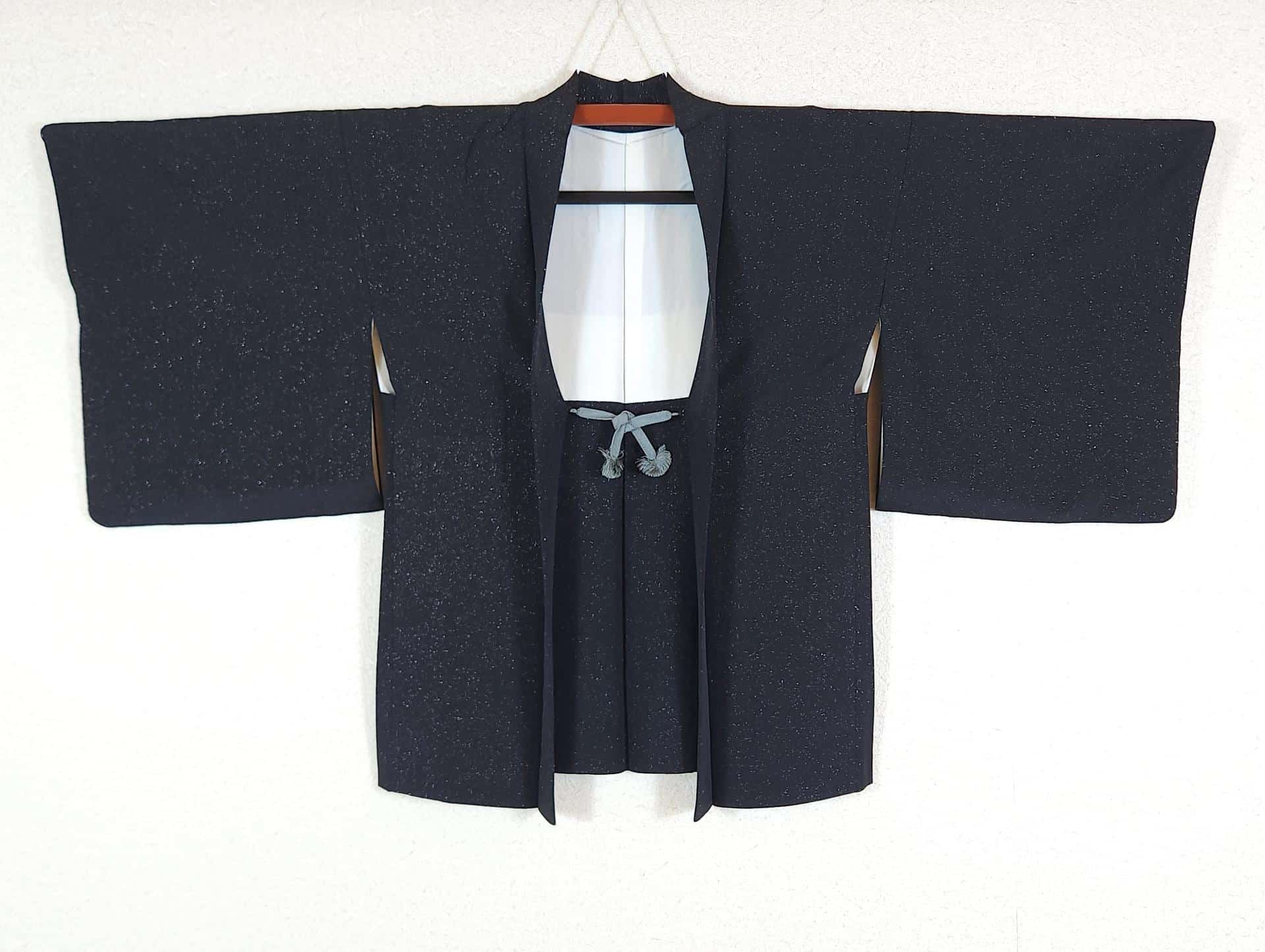 Elegant black speckled metallic-effect Haori