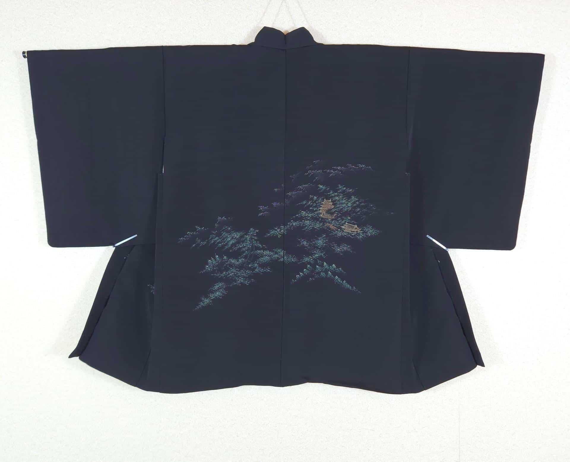 Japanese black Haori golden temple forest