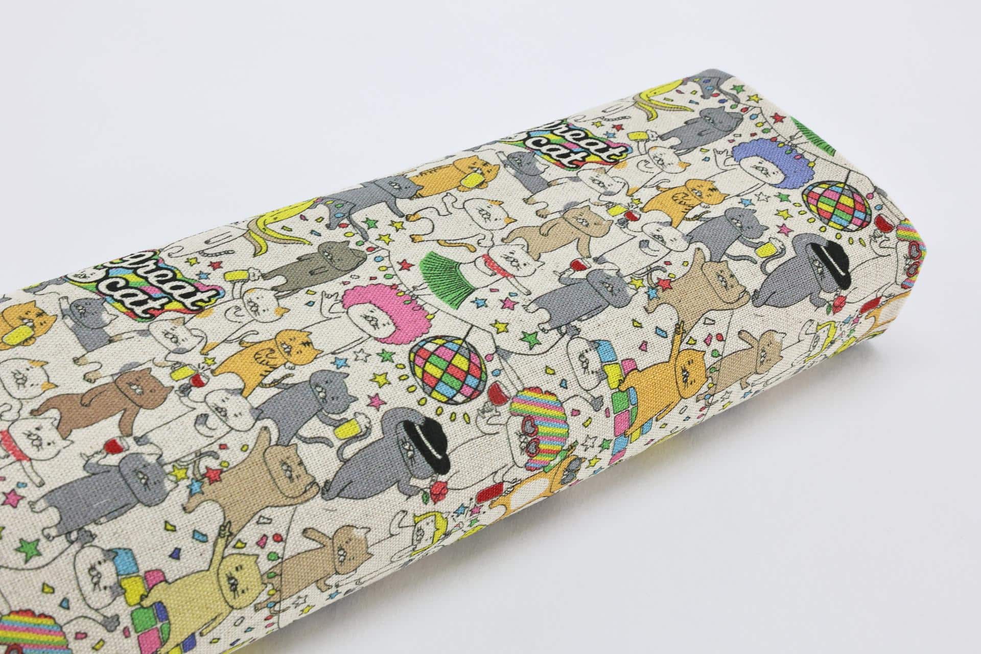 Tissu canvas Japonais chats disco colorés