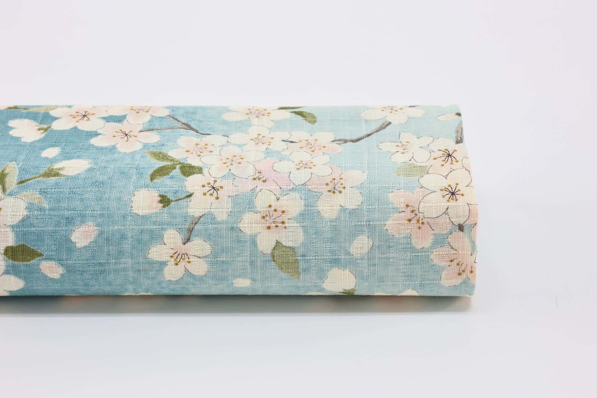 Japanese dobby Sakura fabric with light blue gradient
