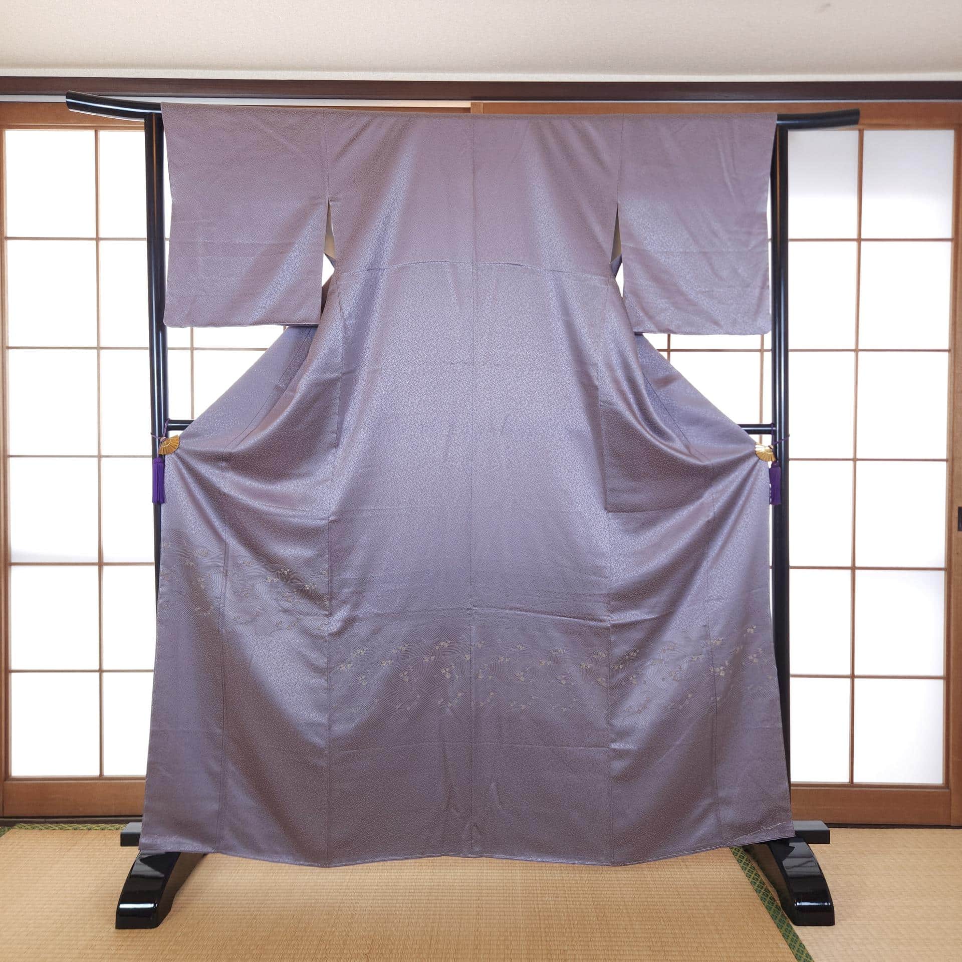 Lavender Iro Muji Kimono in Nami jacquard