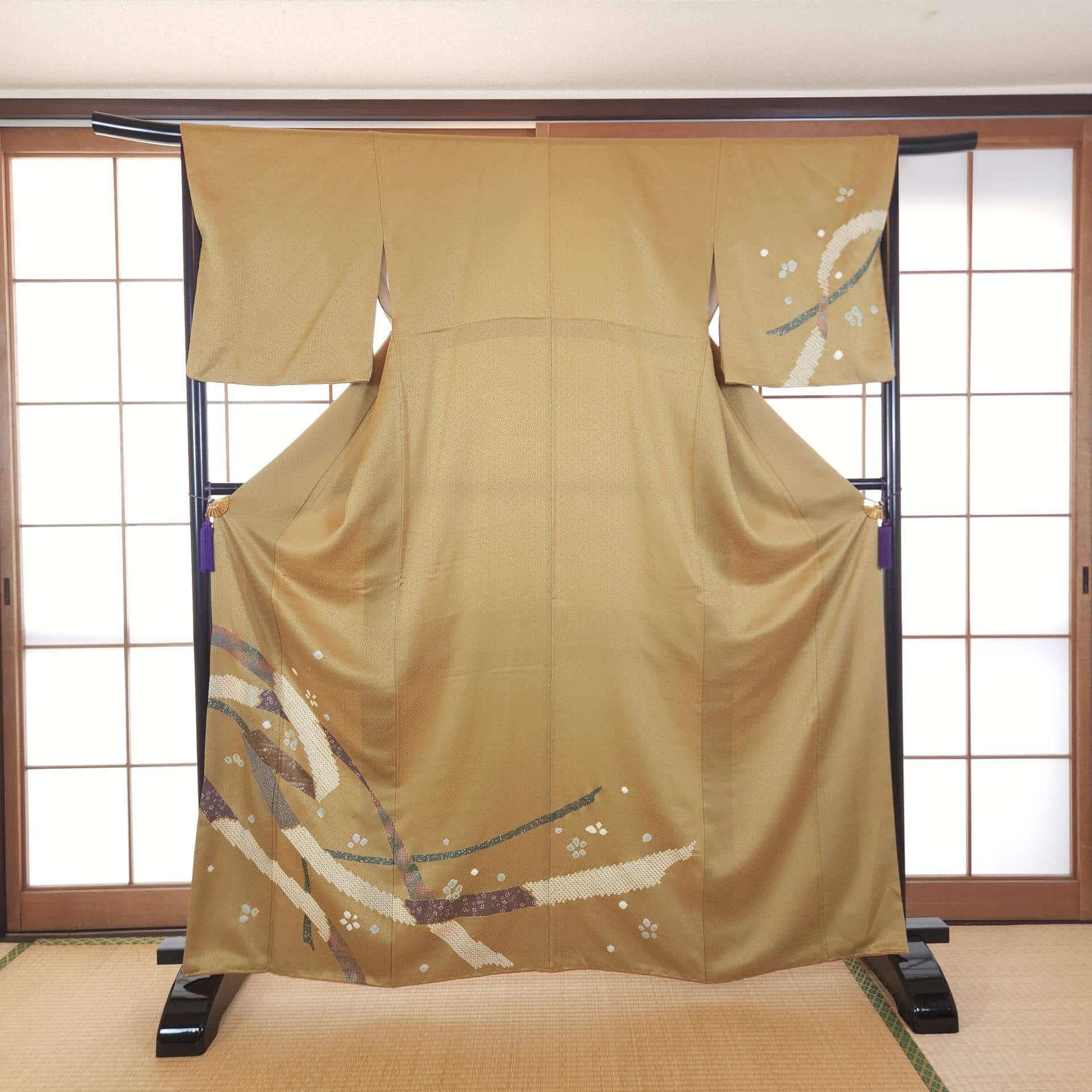 Mustard Houmongi with Tabane Noshi Shibori