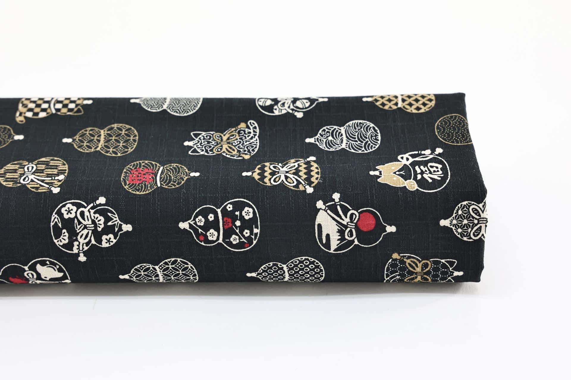 Tissu Japonais dobby Hyōtan calebasses noir