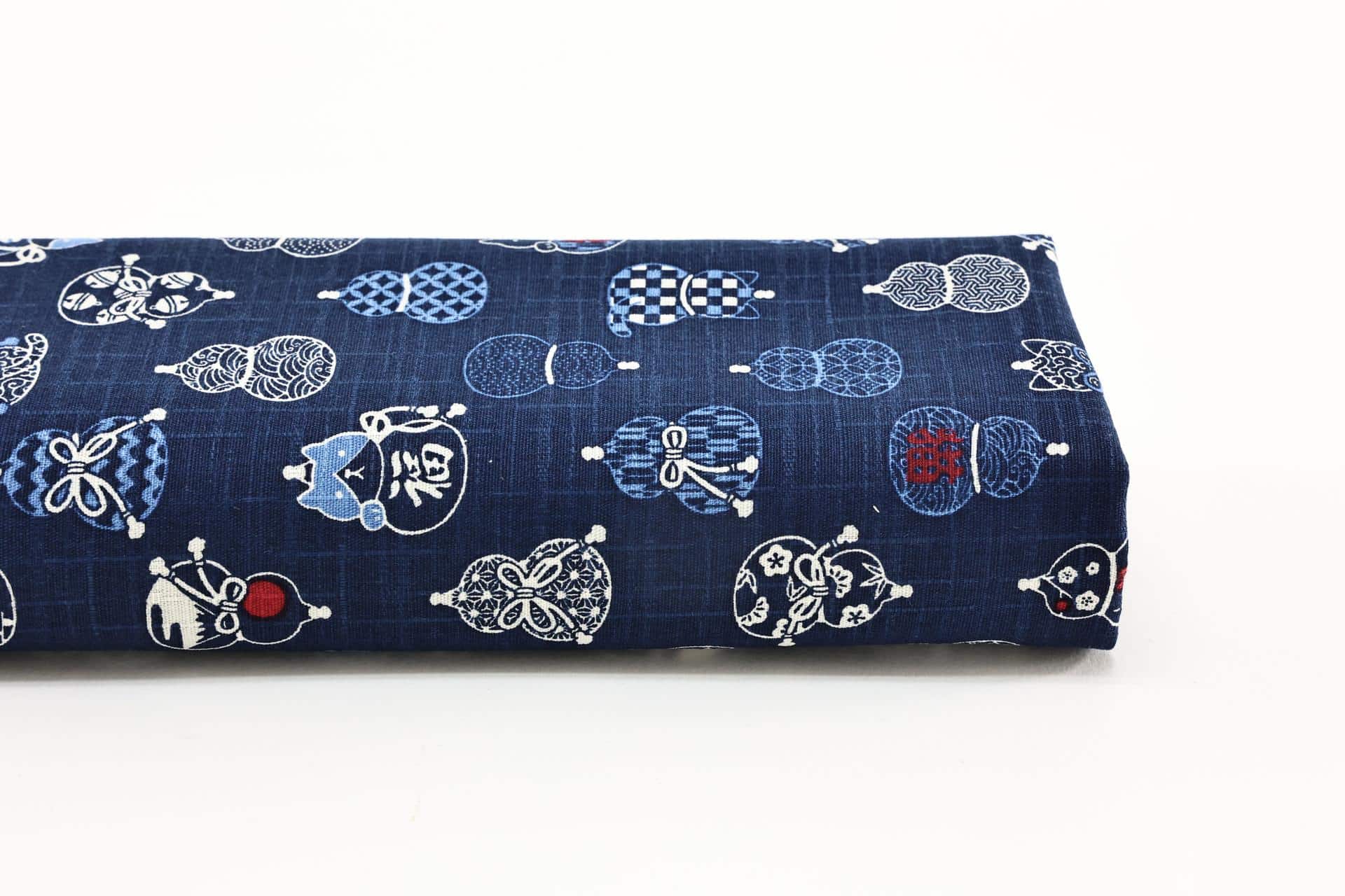 Tissu Japonais dobby Hyōtan calebasses indigo