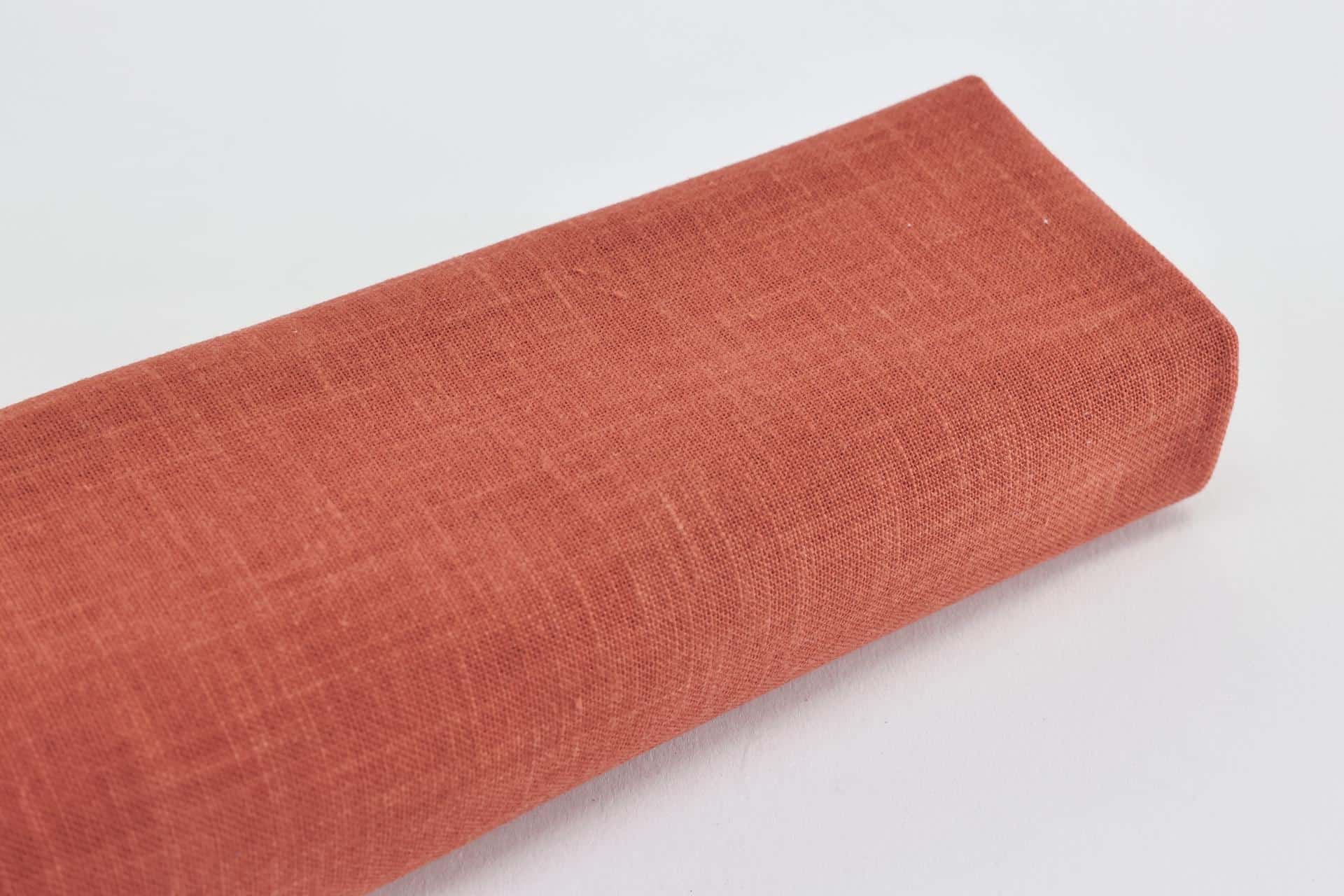 Japanese fabric solid coral red hand-dyed