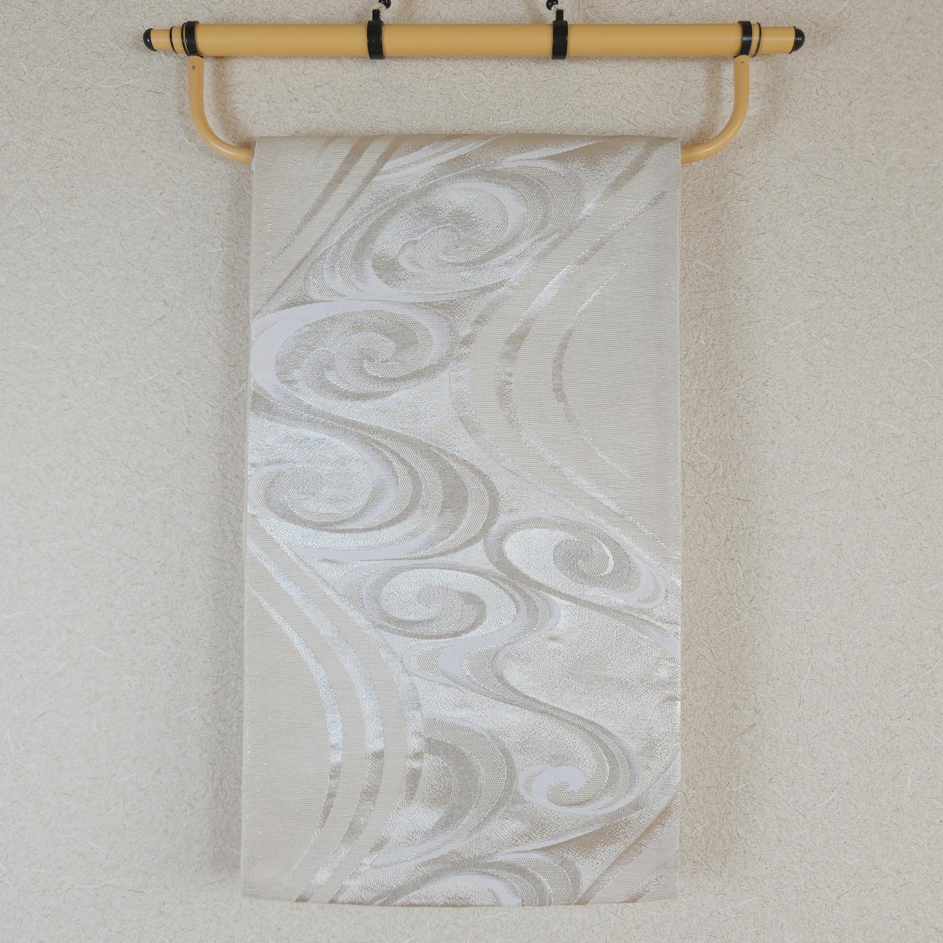 Fukuro Obi d’été ivoire vagues Kawa