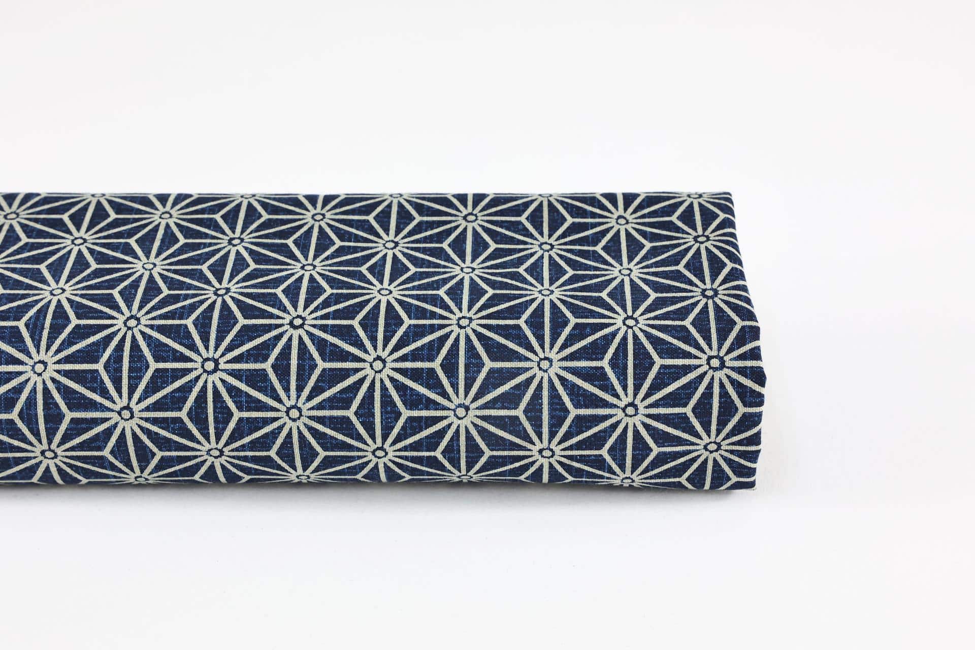 Japanese Asanoha fabric ecru on indigo