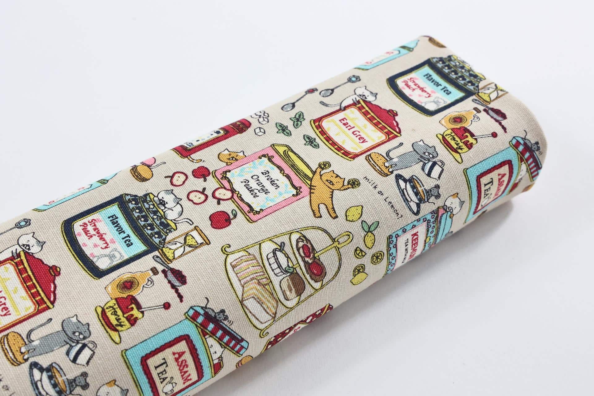 Tissu canvas Japonais chats tea time