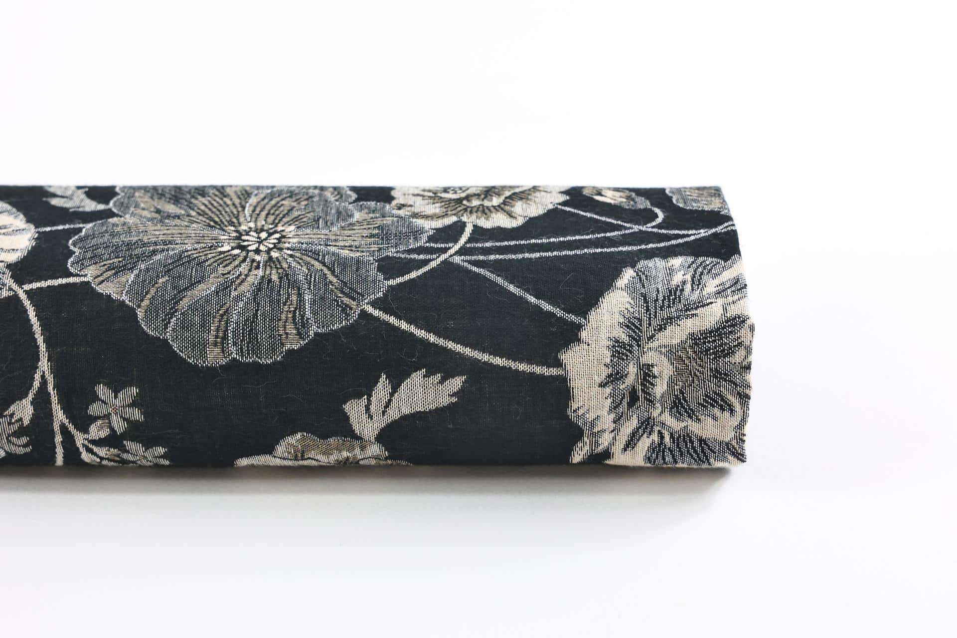 Tissu Japonais double gaze jacquard popī fond noir