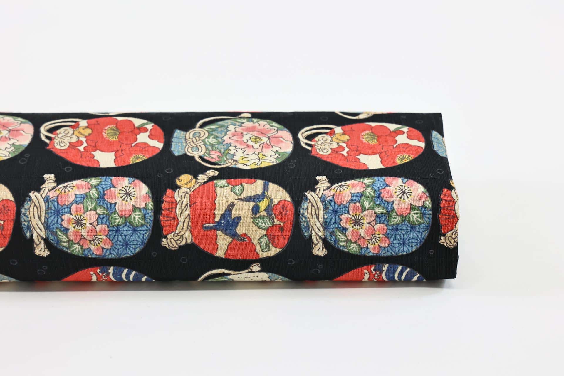 Tissu Japonais bourses Kinchaku fond noir