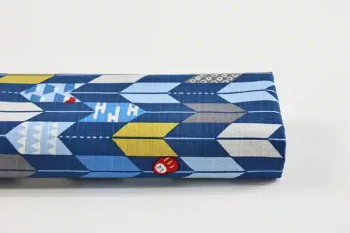 Japanese arrow feather yagasuri fabric in tonal indigo blue