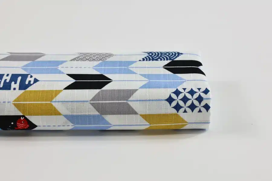Japanese arrow feather yagasuri fabric multicolor on a white background