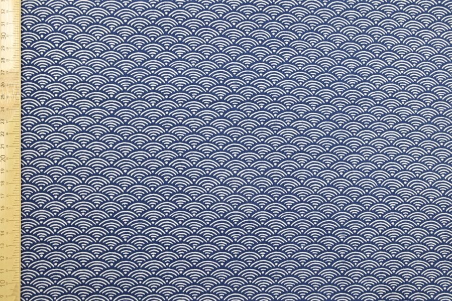 Tissu Japonais Seigaiha bleu recto verso