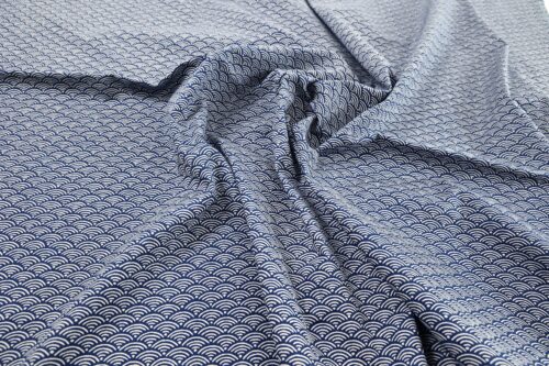 Tissu Japonais Seigaiha bleu recto verso