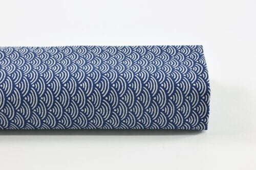 Tissu Japonais Seigaiha bleu recto verso